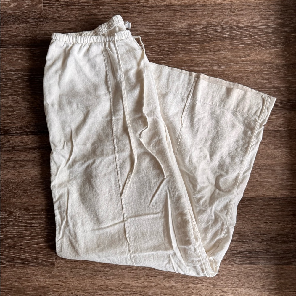 White linen pants